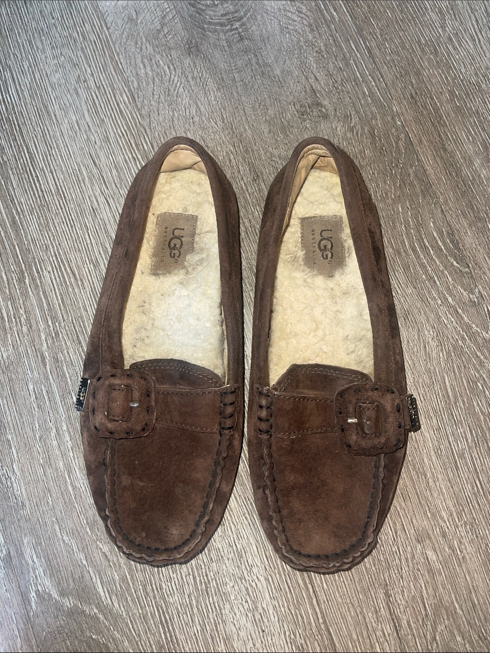 UGG Shealing Lined Suede Thelma Loafers Drivers Comfort Warmth Brown Size 8.5